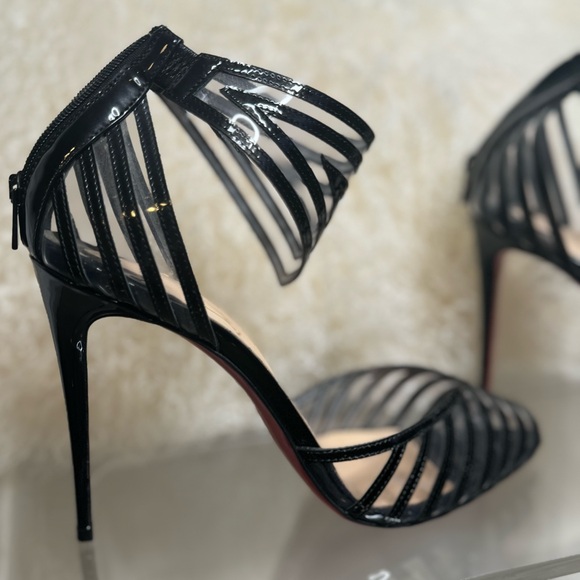 Christian Louboutin Maratena Black Pvc Ankle Strap Sandal - Picture 11 of 13